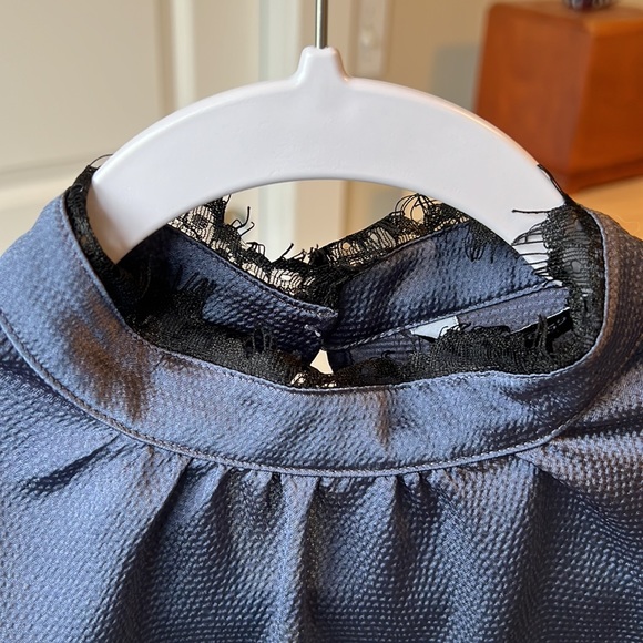 Dark blue-gray long sleeve blouse by Express - Picture 5 of 7